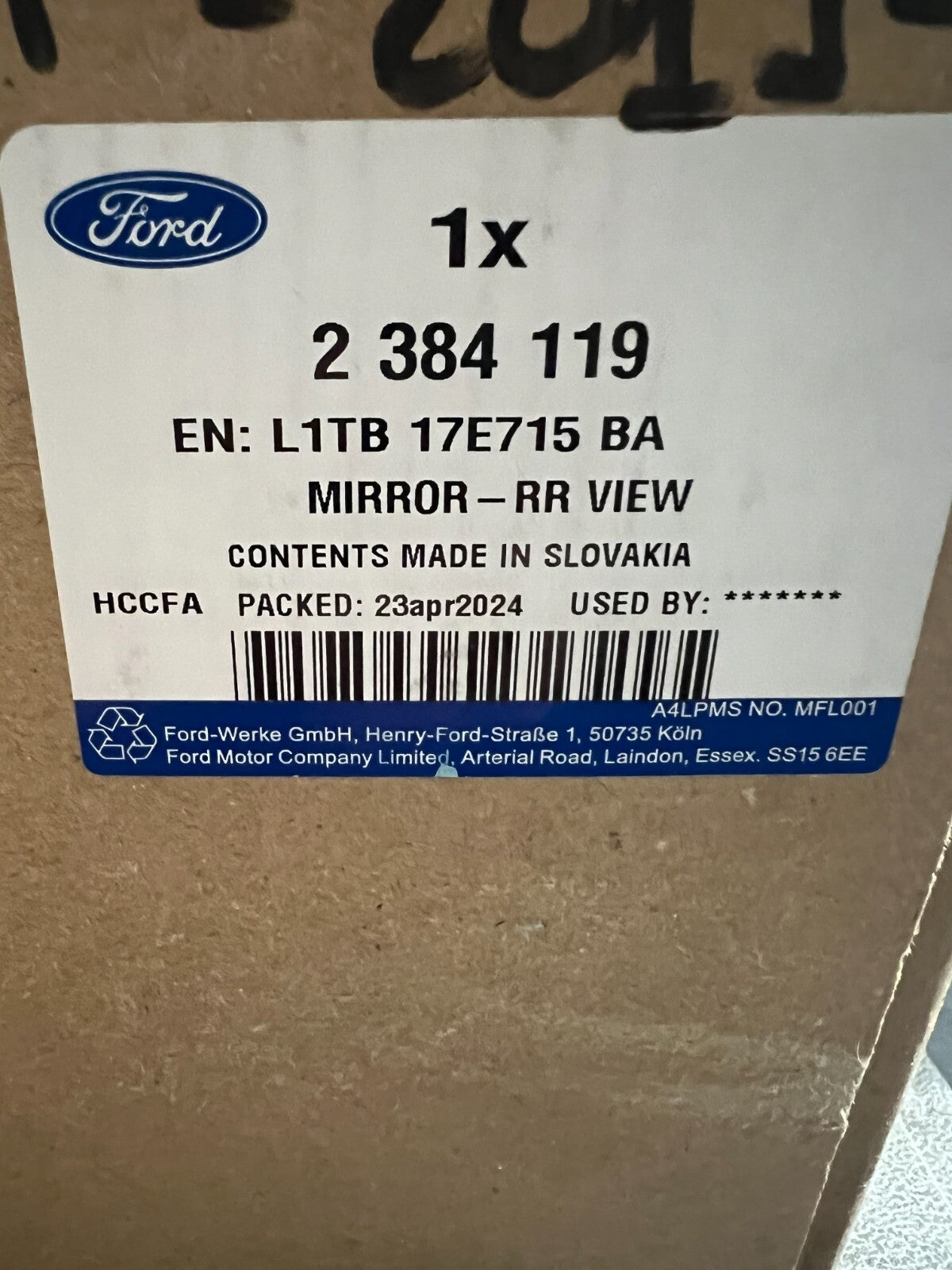 2384119 SPECCHIO COMPLETO SINISTRO ORIGINALE FORD PUMA 2019 IN POI L1TB17E715BA