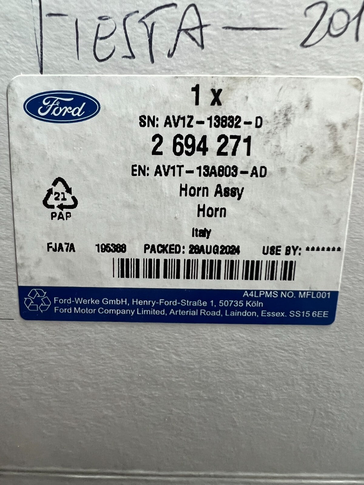 2694271 KIT TROMBE ORIGINALI FORD PER FORD FIESTA 2012 IN POI AV1T-13A803-AD