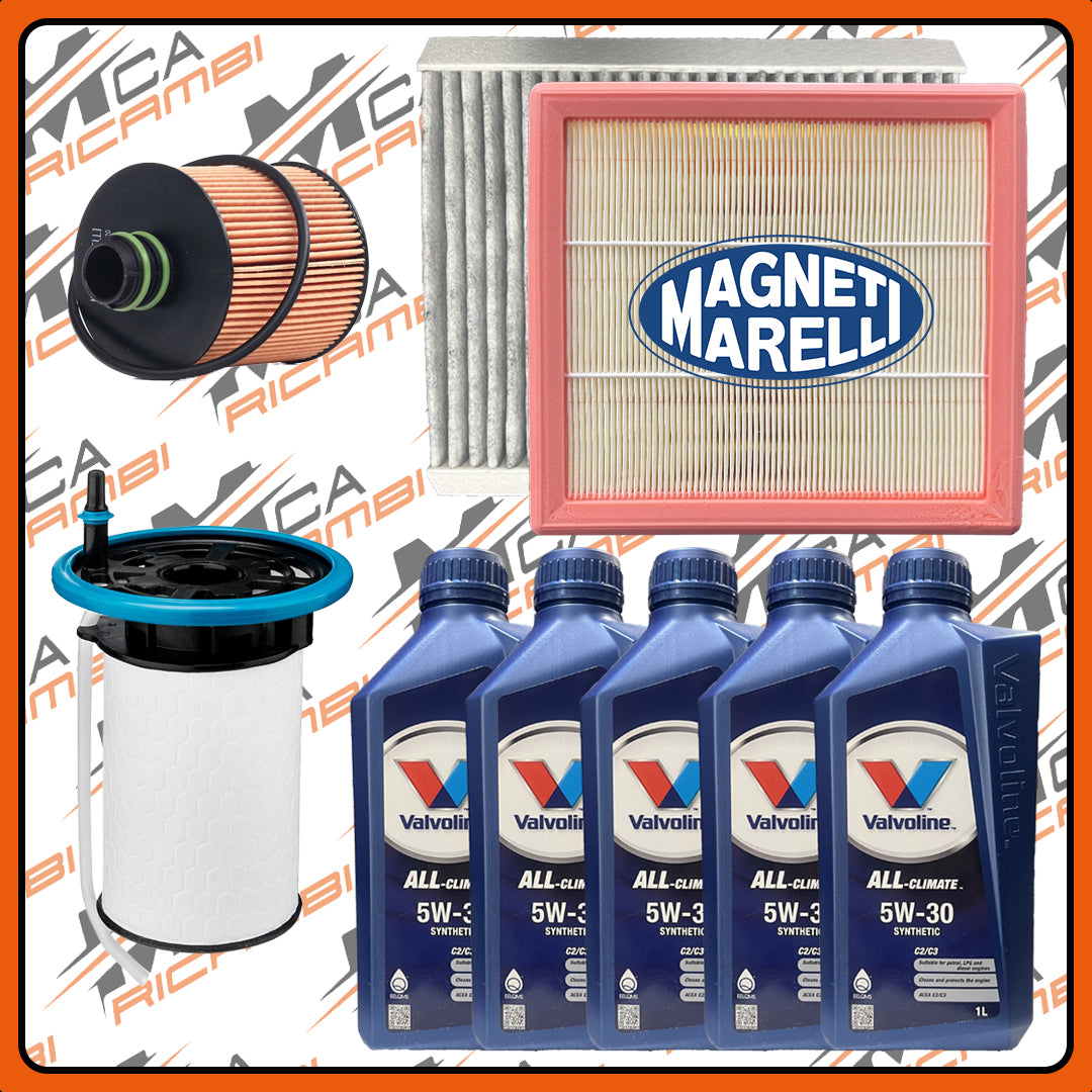 KIT TAGLIANDO JEEP RENEGADE 1.6 DIESEL MAGNETI MARELLI + 5L OLIO VALVOLINE 5W30