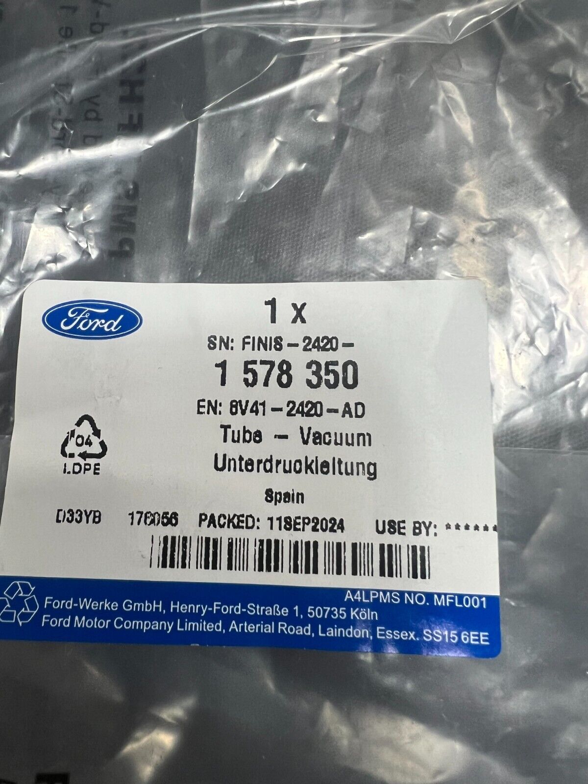 1578350 TUBO SERVOFRENO ORIGINALE FORD KUGA