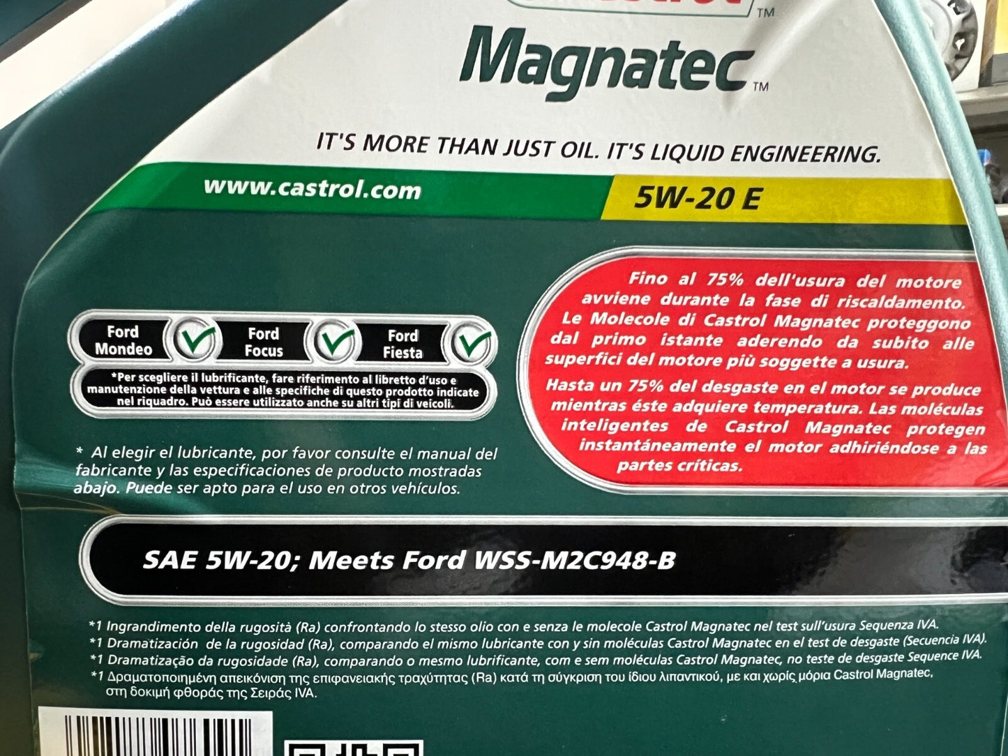 OLIO MOTORE 4L CASTROL MAGNATEC 5W-20 E FULLY SYNTHETIC FORD WSS-M2C948-B