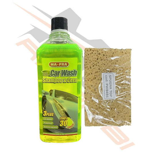 KIT MAFRA CAR WASH SHAMPOO & CERA 3 PLUS 1L + SPUGNA