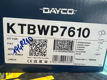 KTBWP7610 KIT DISTRIBUZIONE CON POMPA ACQUA DAYCO ALFA ROMEO FIAT LANCIA JEEP
