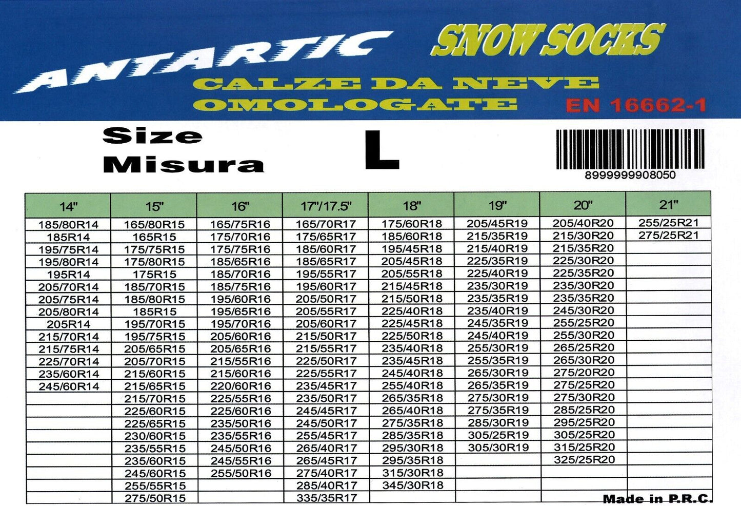 ANTARTIC CALZE DA NEVE OMOLOGATE MISURE M/L/XL