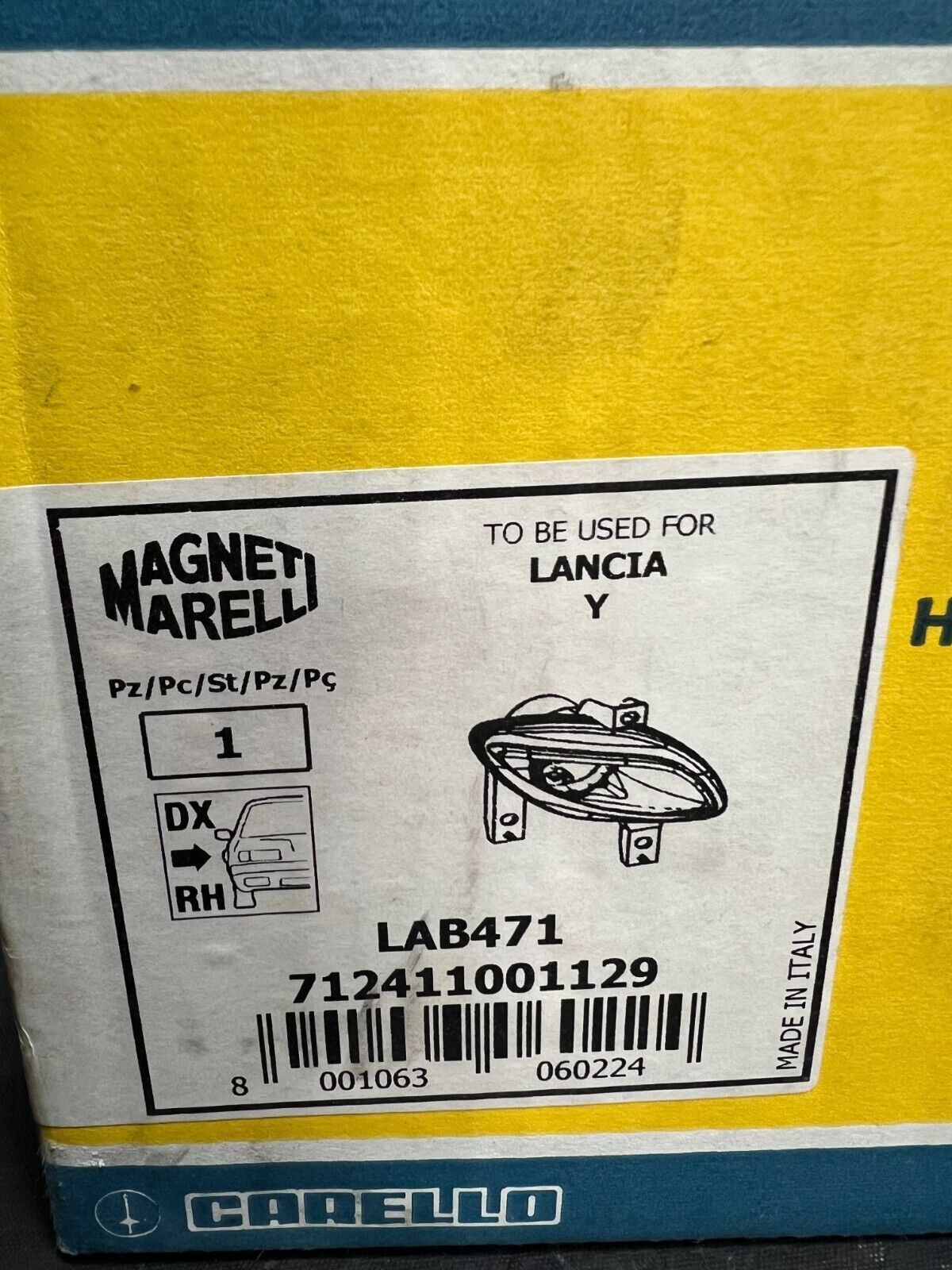 712411001129 LAB471 FARO FENDINEBBIA DESTRO ORIGINALE MAGNETI MARELLI LANCIA Y
