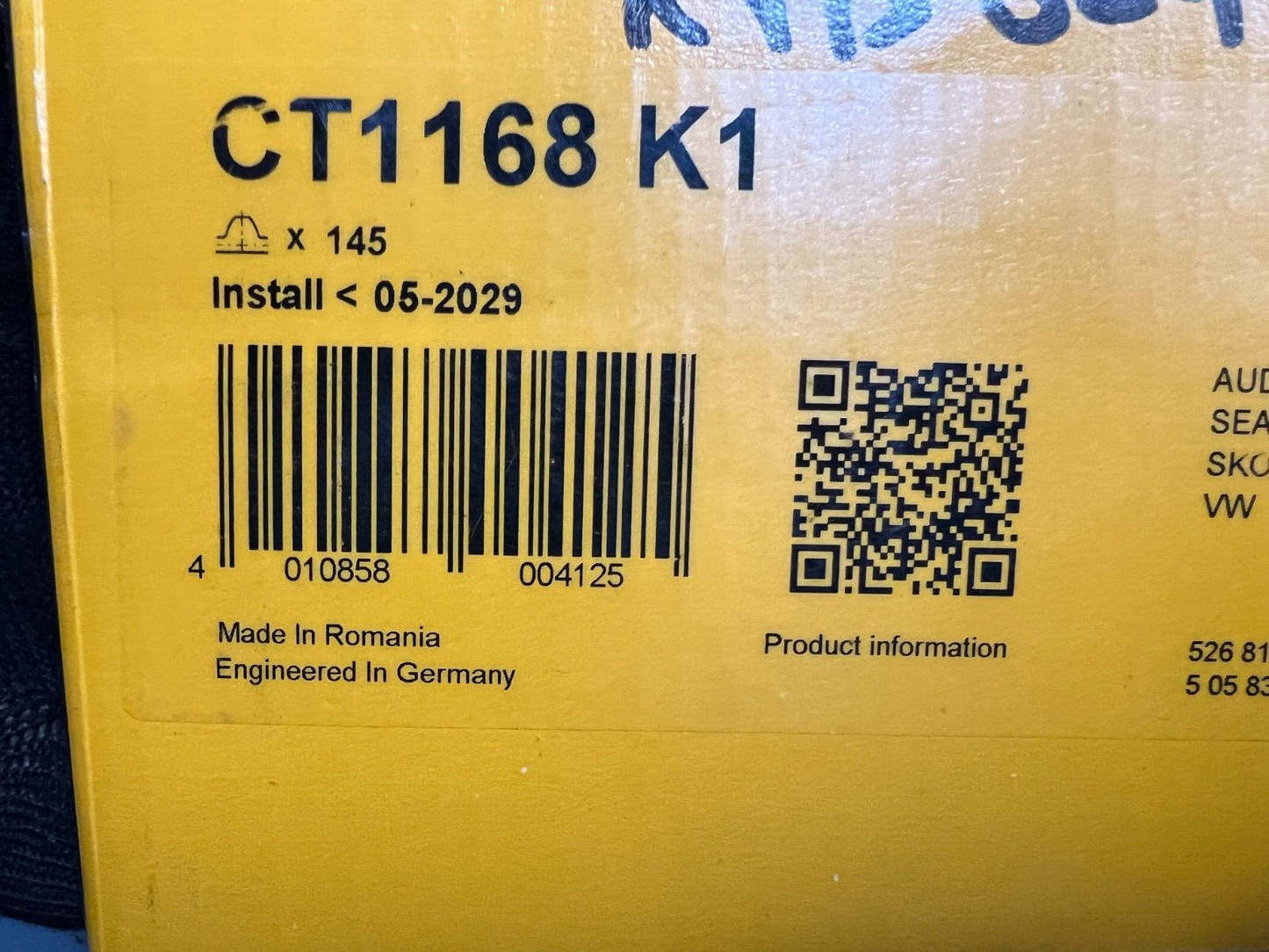CT1168K1 KIT DISTRIBUZIONE CONTITECH ORIGINALE AUDI VOLKSWAGEN SKODA SEAT