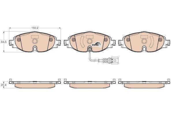 GDB1956 KIT PASTIGLIE FRENO ANTERIORI TRW PER AUDI SEAT SKODA WV CUPRA
