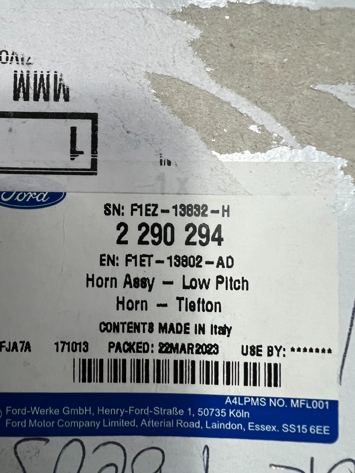 2290294 CLACSON TROMBA HORN ORIGINALE FORD F1ET-13802-AD