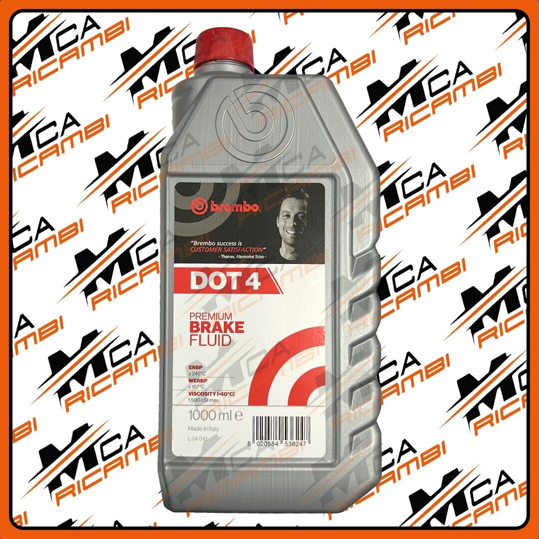 OLIO FRENI 1L BREMBO DOT 4 PREMIUM BRAKE FLUID PER AUTO E MOTO