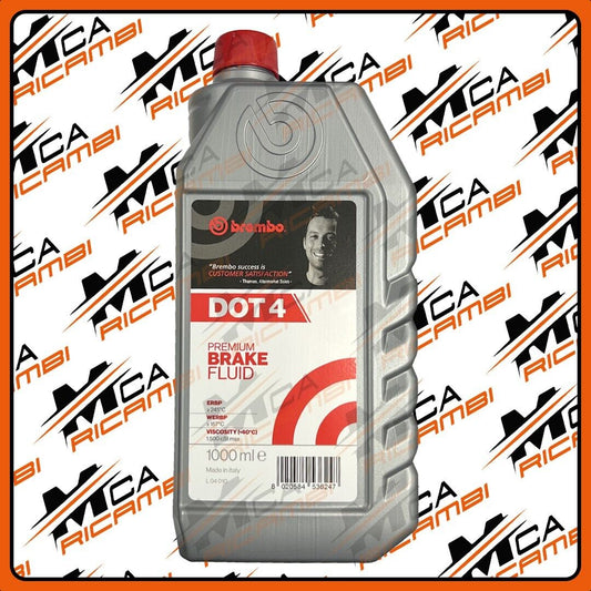 OLIO FRENI 1L BREMBO DOT 4 PREMIUM BRAKE FLUID PER AUTO E MOTO