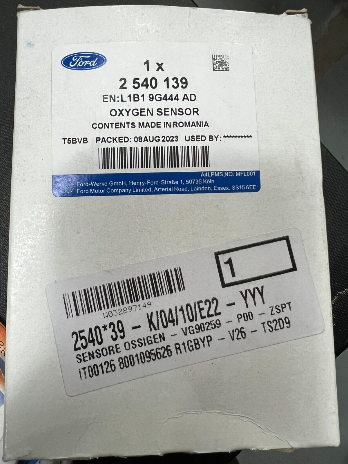 2540139 L1B1-9G444-AD SONDA LAMBDA SCARICO SENSORE OSSIGENO ORIGINALE FORD