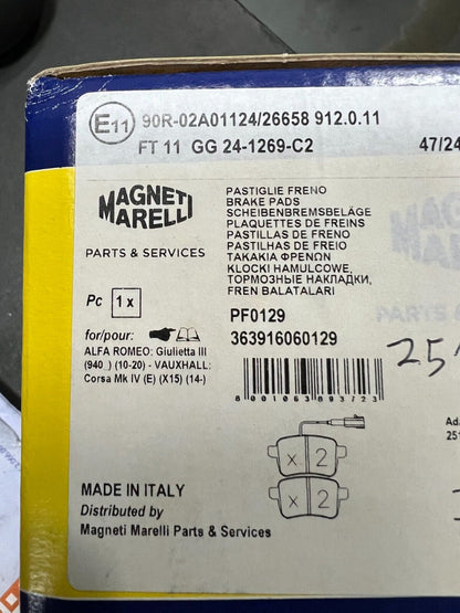 PF0129 363916060129 KIT 4 PASTIGLIE  FRENO MAGNETI MARELLI ALFA ROMEO GIULIETTA