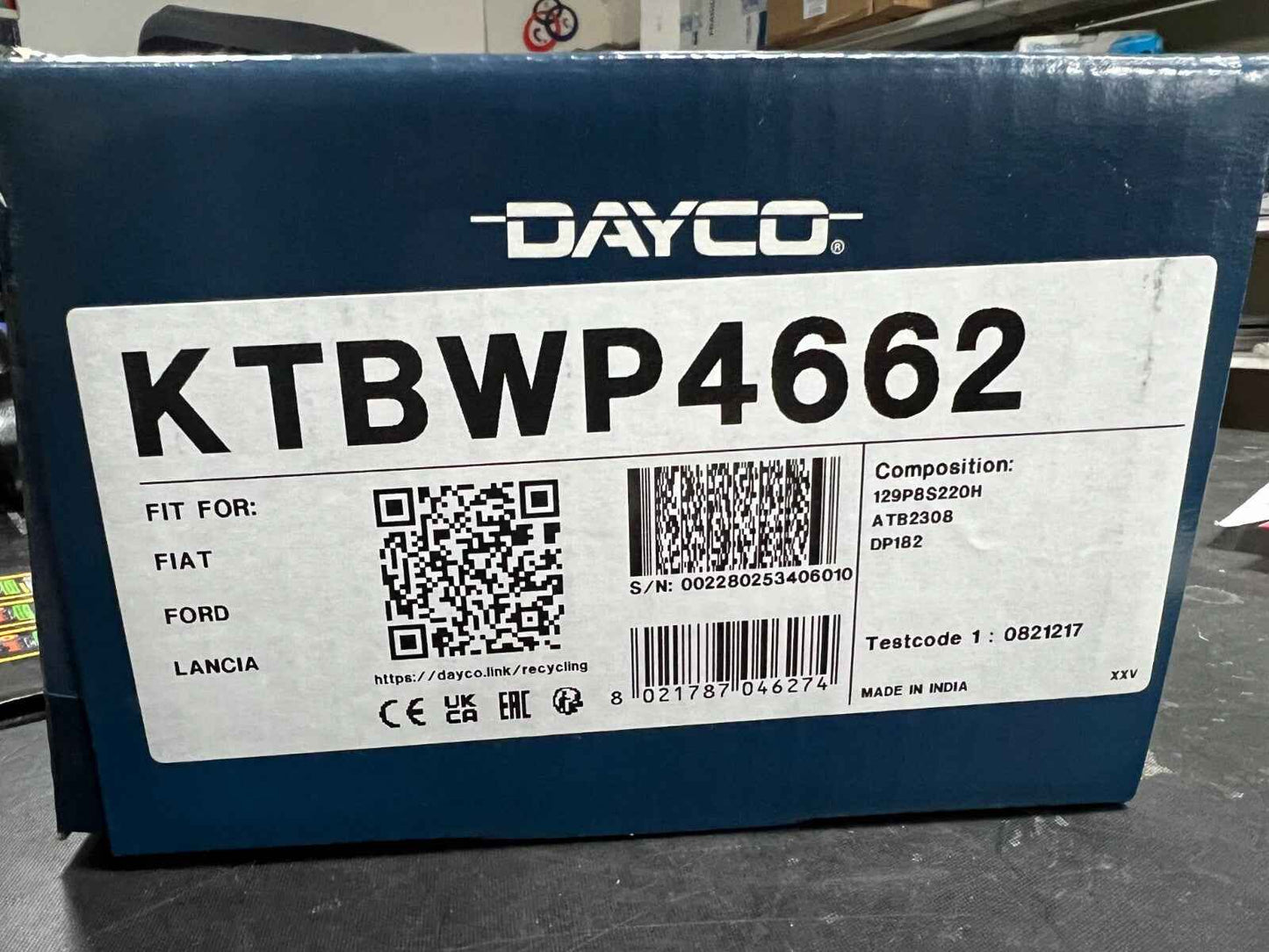 KTBWP4662 KIT DISTRIBUZIONE CON POMPA ACQUA DAYCO ALFA ROMEO FIAT LANCIA FORD
