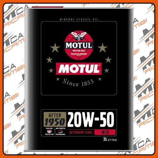 OLIO MOTORE MINERALE 2L MOTUL CLASSIC 20W-50 ANCHE X AUTO D'EPOCA O CON CONSUMI