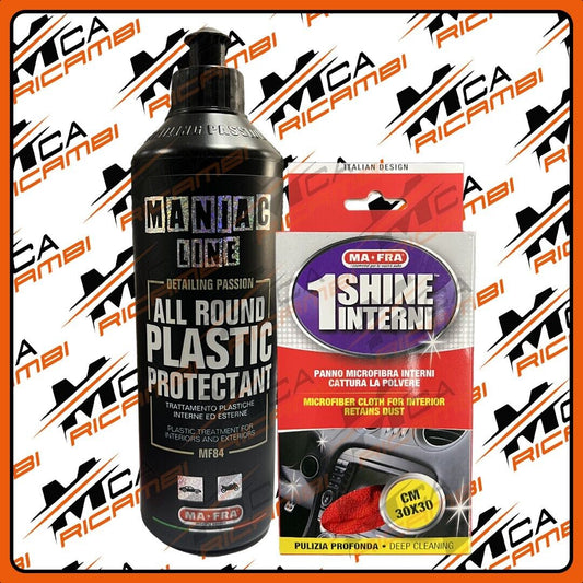 MAFRA MANIAC LINE ALL ROUND PLASTIC PROTECTANT MF84 500ML + PANNO MICROFIBRA