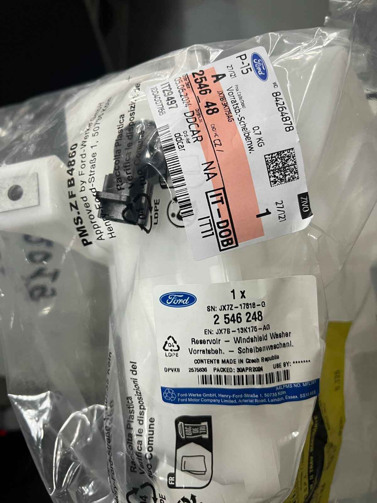 2546248 JX7B-13K175-AG VASCHETTA SERBATOIO LIQUIDO TERGICRISTALLI ORIGINALE FORD